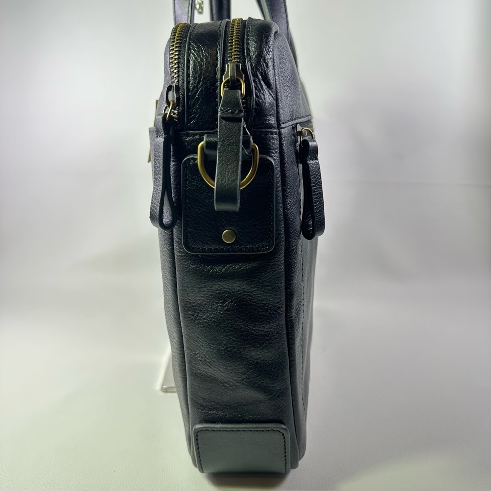 NEW Men’s Fossill HaskellBlack Leather Men's Briefcase/Laptop Bag - Picture 12 of 16
